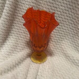 Fenton Vibrant Orange and Yellow Vase